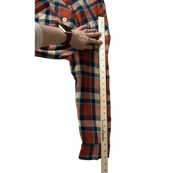 NWOT Faherty Surf Flannel Overshirt size XL Orange Blue Boxy Jacket Shirt Top - Picture 8 of 10